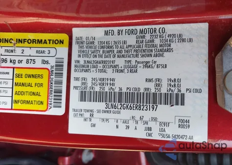 2014 Lincoln Mkz from USA, damaged, VIN 3LN6L2GK6ER823197